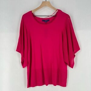 APT. 9 Perforated Mesh Wide Short‎ Sleeve Dolman Knit Sweater Pink XXL